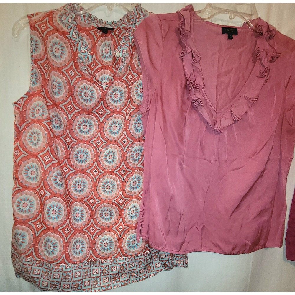 Talbots Blouse Lot of 4 Tops Sz Small Pink Fuschia Eyelet Multi Ivory Lace - Picture 3 of 16